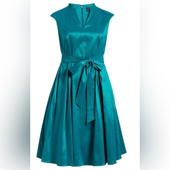 Alex Evenings Stretch Taggeta Cocktail Dress Size 8 Hot Teal - Picture 3 of 6